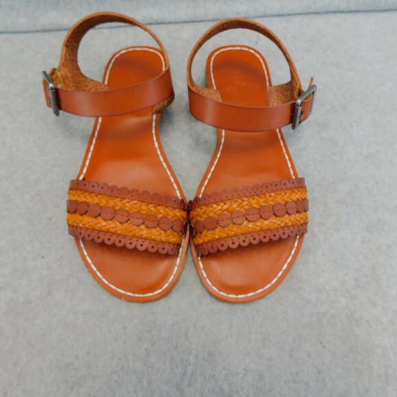 MIA Womens Casual Leather Vienna Woven Flat Ankle Strap Sandals - Brown Size 6 - Picture 8 of 10